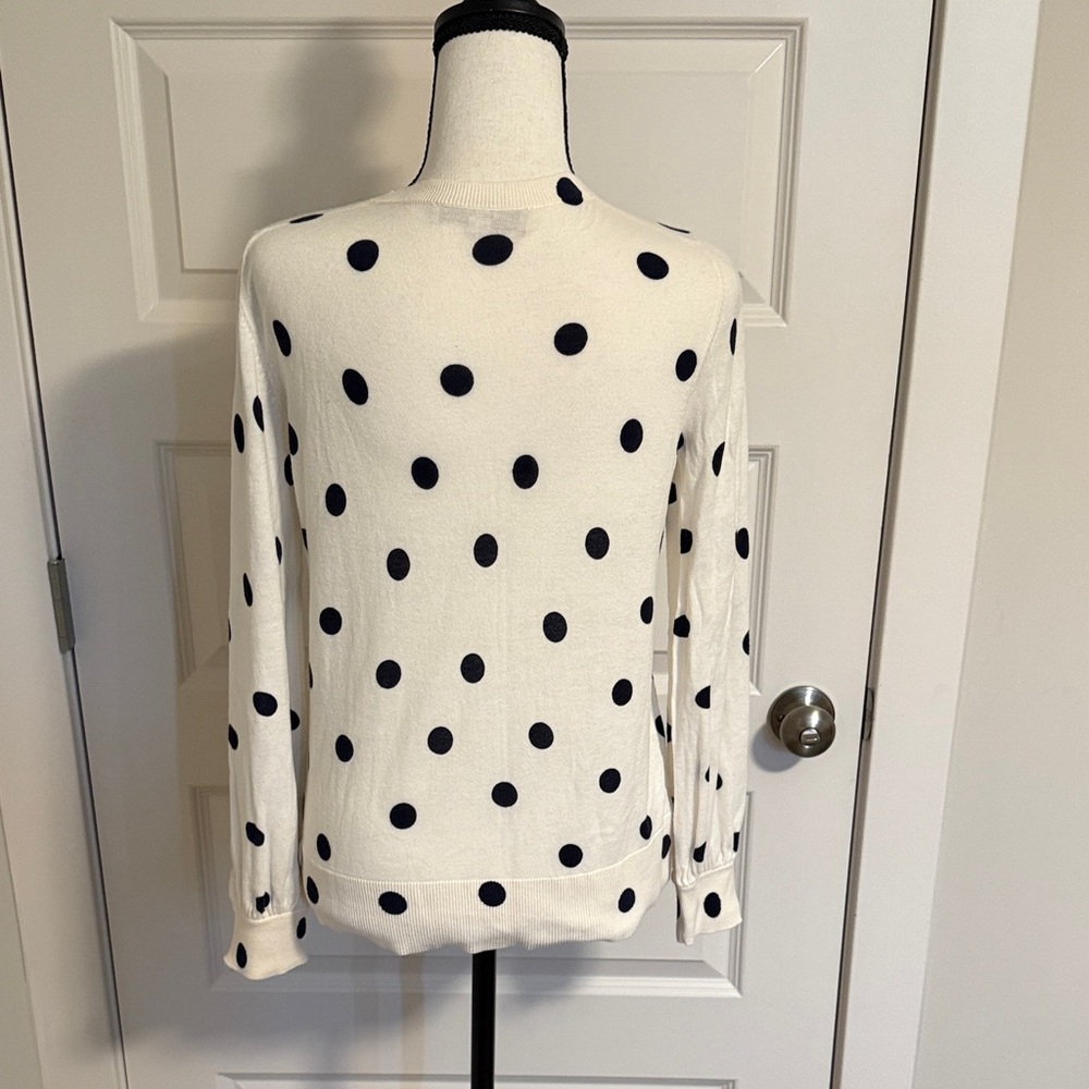 LOFT White and Black Polka Dot Cardigan - Picture 5 of 8